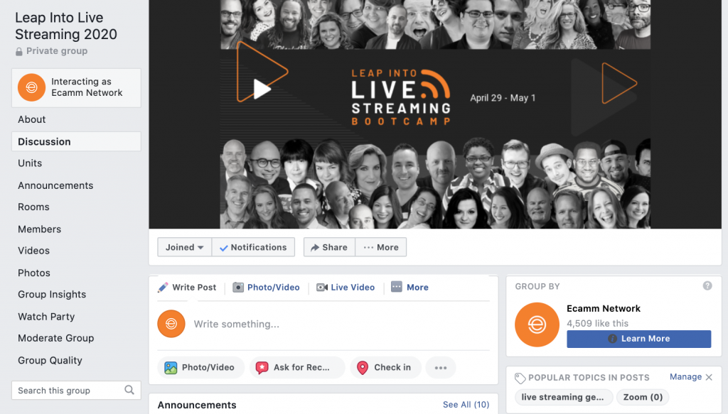 Leap Into Live Streaming Facebook Group