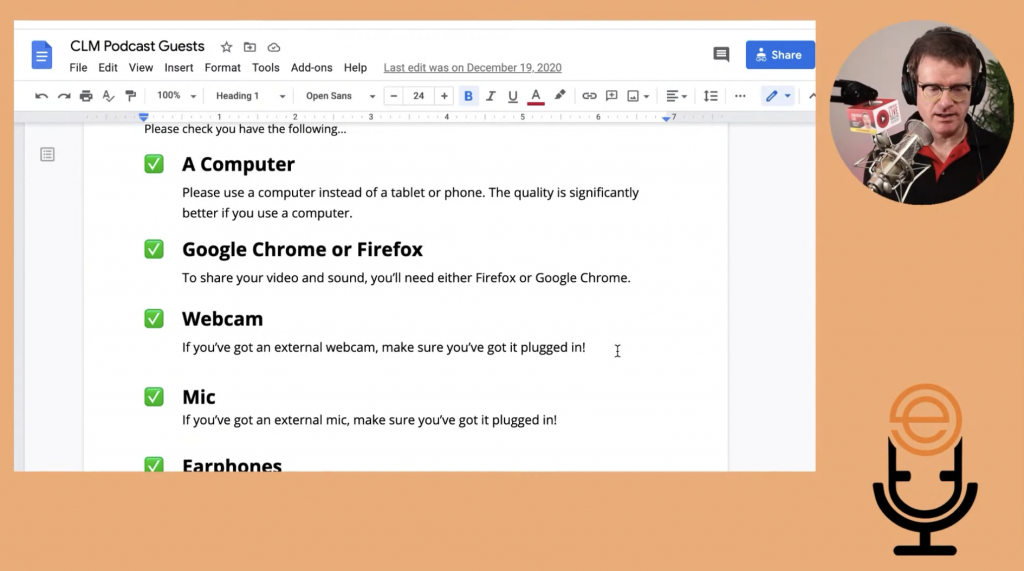 podcasting guest checklist