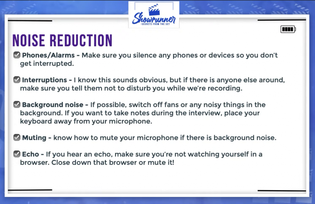 noise reduction checklist