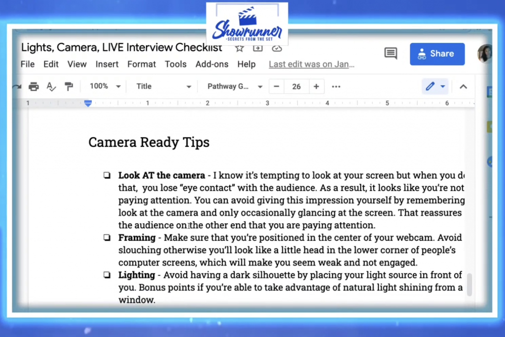 camera ready tips