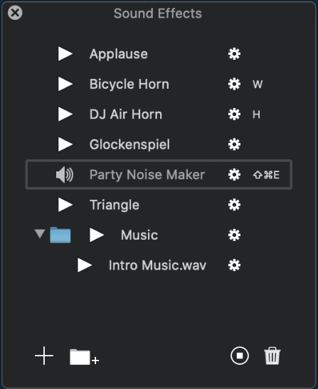 Ecamm Sound Effects Window